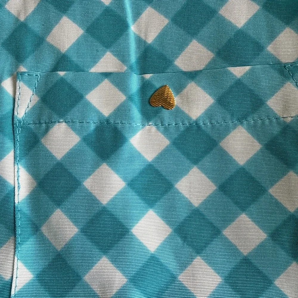 Kate Spade Gingham Fey Top Firoza Spring Sz 6‎